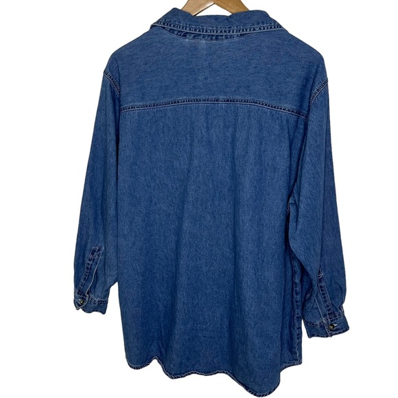 Vintage Disney Winnie The Pooh Denim Chambray Button Down Shirt Sz 20W Preowned - Picture 6 of 6